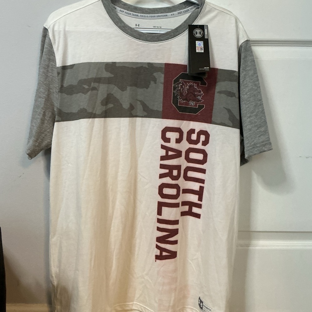Under Armour Gray and White South Carolina Tee
